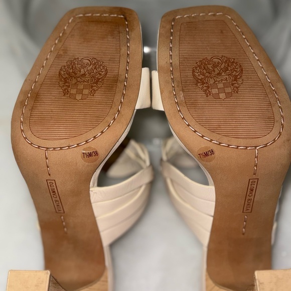 Vince Camuto Rivky two-strap leather dress sandal in a cream - Picture 8 of 8